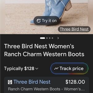 Three Bird Nest Light Blue Embroidered Western Ankle Boots